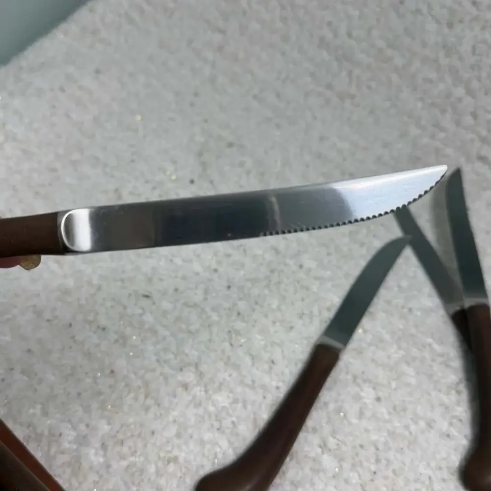 Vintage Ekco Eterna 6-Piece Steak Knife Set with Wall-Mount Wooden Block MCM